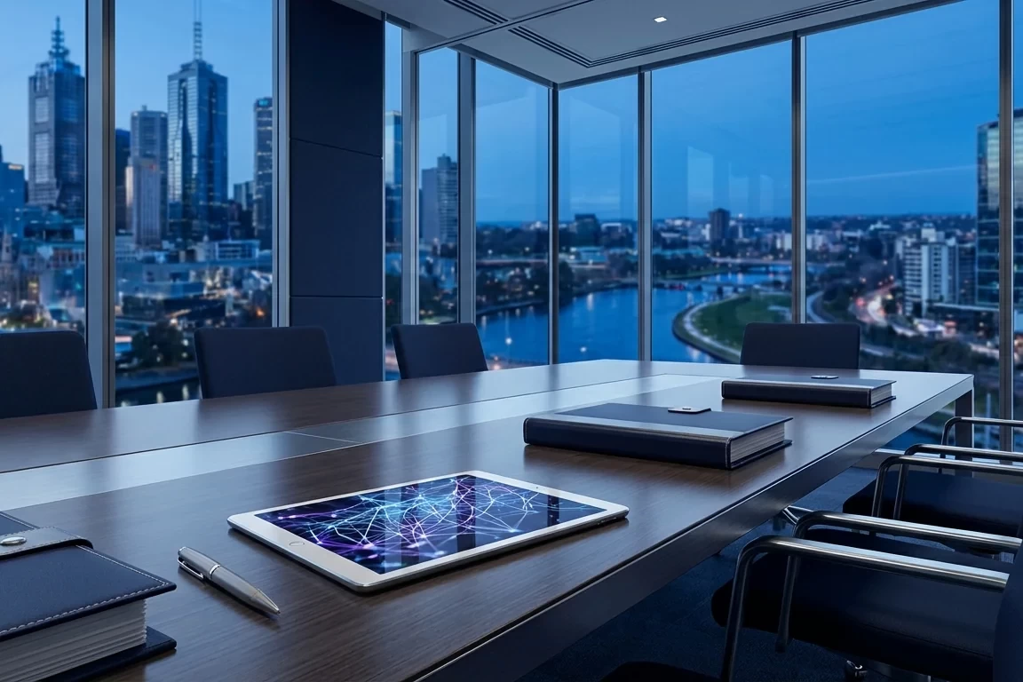 Australian courtroom interior showing legal professionals discussing corporate reputation protection strategies